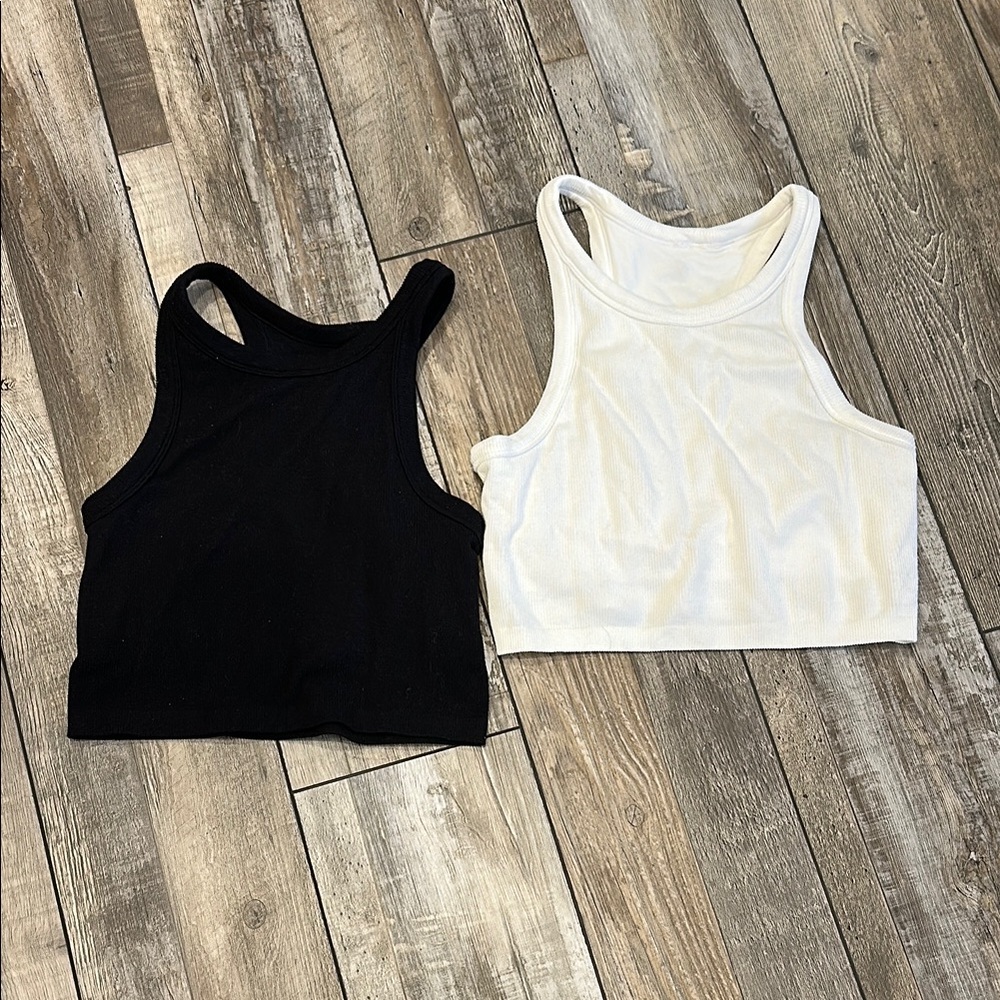 Buffbunny Women's Ribbed Crop Tank Top - Black & White
